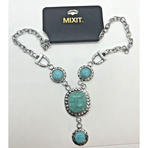 Mixit Turquoise Pendant Necklace Costume Fashion Jewelry Faux Turquoise New